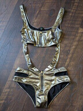 Club Exx Ravewear Gold Bodysuit